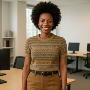 Ralph Lauren Black Label Knit Tan Sweater Size Small Librarian Fall Preppy Linen